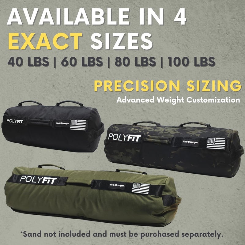 Polyfit Sandbag Pro - Workout Sandbag with Triple Closure Filler Bag and Reinforced Nylon Webbing - Sand Not Included - Multiple Colors & Sizes - Image 2